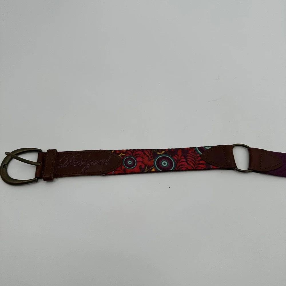Desigual Belt‎ Womens Medium Multicolor Purple Brown Boho Embroidered Adjustable